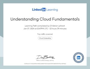 Understanding cloud fundamentals certificate